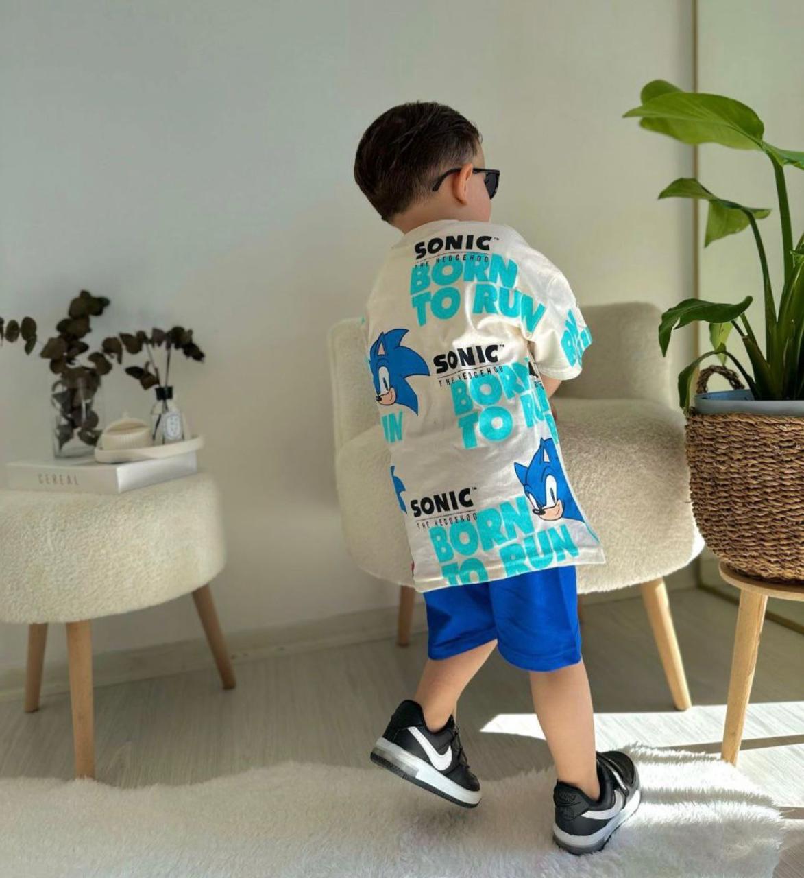 Electric Blue Sonic Boys Shorts Set