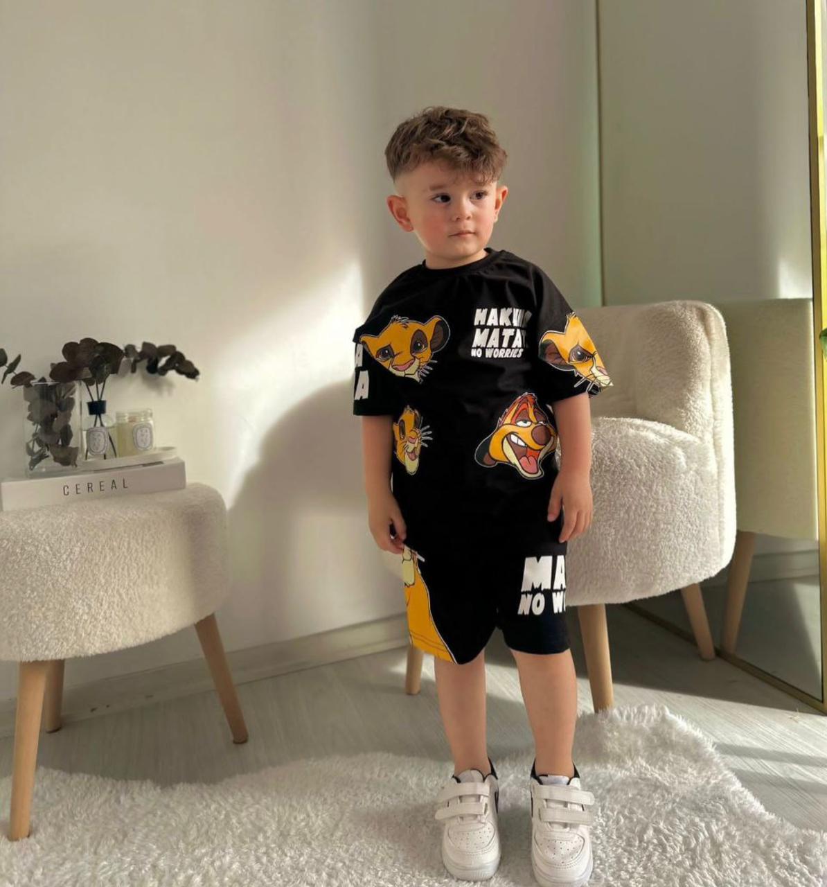 Black Hakuna Matata T-shirt & Shorts Set