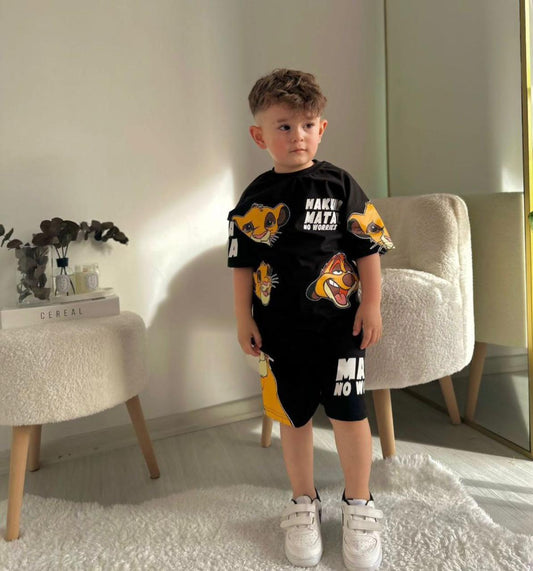 Black Hakuna Matata T-shirt & Shorts Set