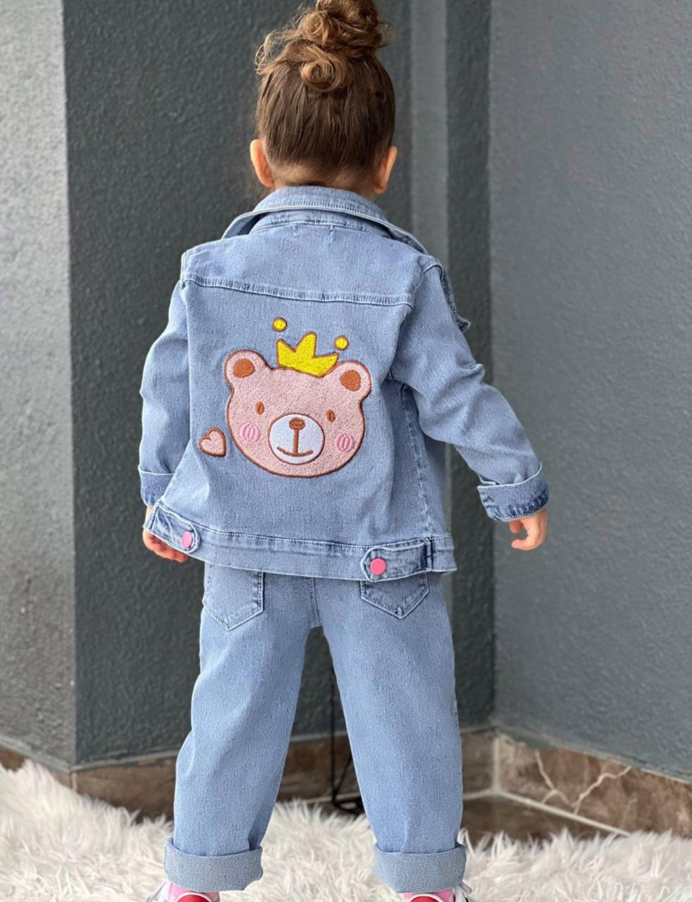 Princess Bear Denim Trouser Set