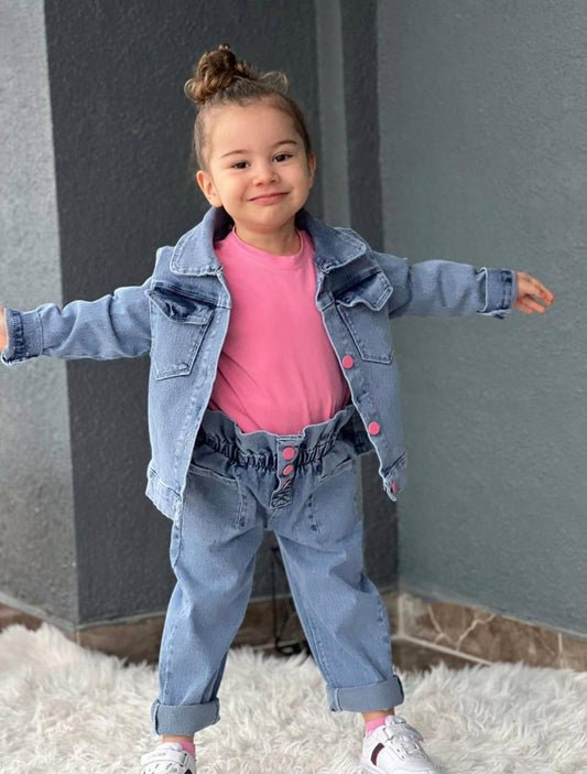 Princess Bear Denim Trouser Set