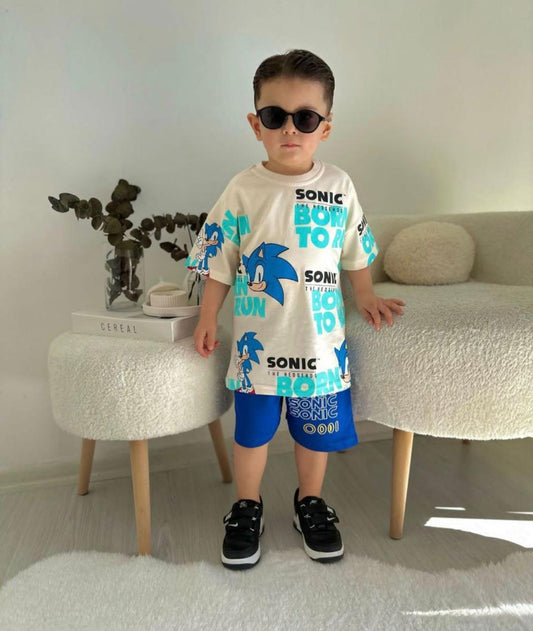 Electric Blue Sonic Boys Shorts Set